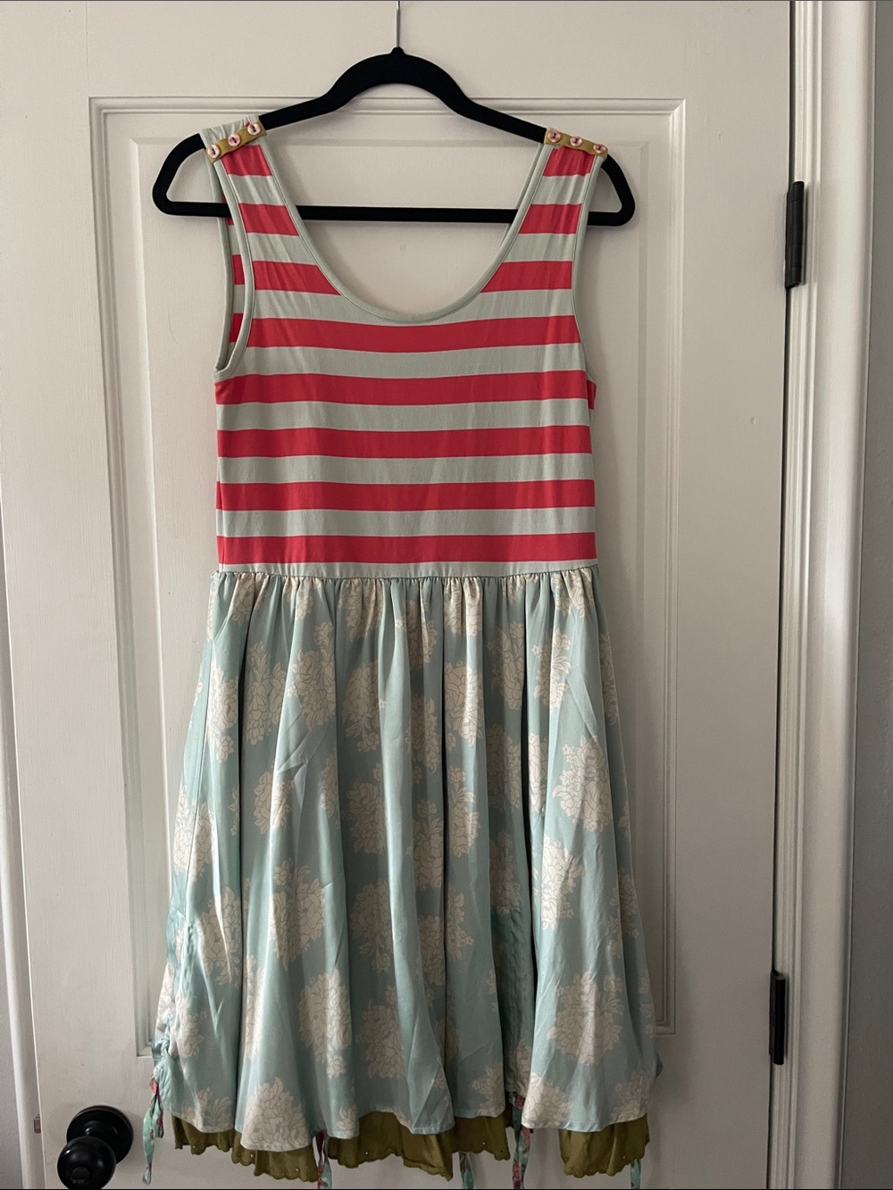 Matilda Jane Pink and Light Blue Mixed-Print Sleeveless Dress